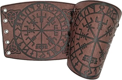 Handgemaakte leren armband met Viking runen - bruin - voor historische re-enactments.