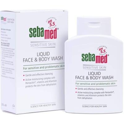 Sebamed Vloeibare Gezichts- en Lichaamsreiniger 200 ml - Hydraterend Beschermt de Huid Tegen Uitdroging white