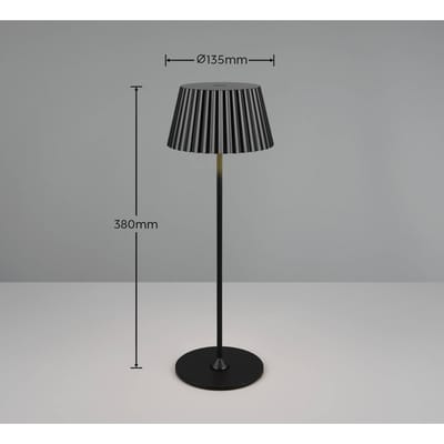 REALITY SUAREZ - Tafellamp - Zwart mat - Oplaadbaar - incl. 1x SMD 1,5W - Touchdimmer - Draadloos - Buitenverlichting - IP44