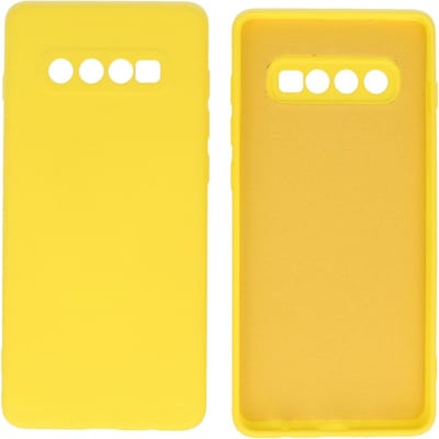 Hoesje Geschikt voor Samsung Galaxy S10 Plus - 2.0mm Dikke Fashion Telefoonhoesje Backcover - Siliconen Hoesje - Geel