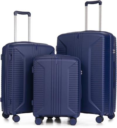 Kofferset 3-delig - Hardcase Koffer - Spinner Koffer - Reiskoffer Set - 360° Wielen - Cijferslot - Tassenhaak - Vliegreis - 20/24/28 Inch - Blauw