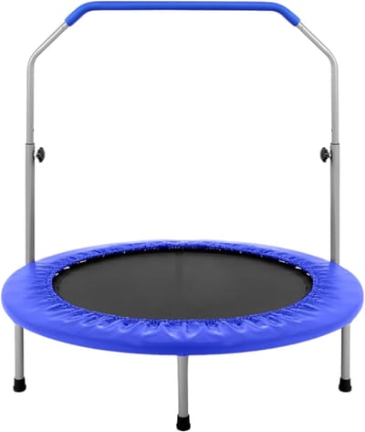 Verte Fitness Trampoline - Opvouwbare Mini Trampoline – Compact Fitness Trampoline voor Kinderen & Volwassenen - Trainings-Rebounder met Schuimhandgreep - Indoor/Tuin Workout Apparatuur - Max. Draagvermogen 68/100 kg - Diepblauw