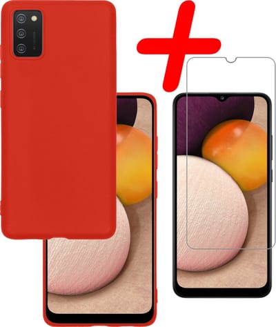 Hoesje Met Screenprotector - Geschikt voor Samsung Galaxy A02s - Sterk & Shockproof - Back Cover - Siliconen Case - Telefoon Hoes - Lila