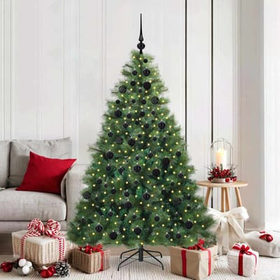vidaXL - Kunstkerstboom - met - 300 - LED - met - standaard - Groen - 180 - cm - PE - en - PVC