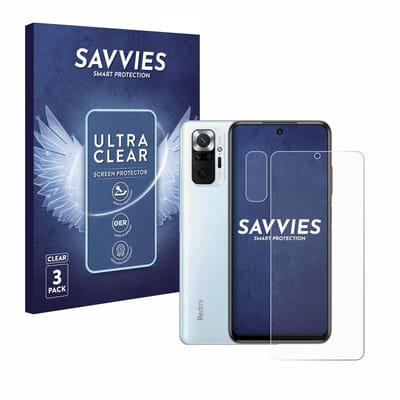 Savvies - Screenprotector voor Xiaomi Redmi Note 10 Pro (Voor+Camera) - Folie Beschermfolie transparant 6 Stuks