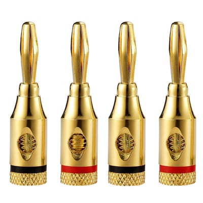 Banaanstekker – Gold plated – 24k Verguld – 4mm – Hoogwaardige Luidsprekerstekkers – 4 Stuks