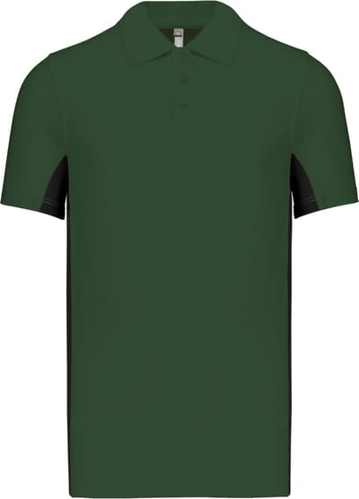Kariban Tweekleurige piquépolo korte mouwen heren K232 - Forest Green / Black - S