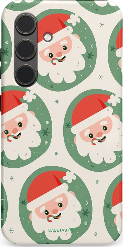 Casetastic hoesje geschikt voor Samsung Galaxy S24 - Dubbellaagse bescherming - Zuurstok Groen Witte Kerstman - Fashion Case - Wit Saliegroen Crème Terracotta