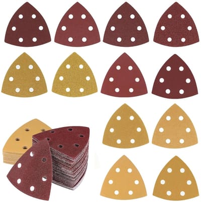 Delta schuurpapier set voor driehoekige schuurmachines - 6 gaten, korrel 60/80/120/180/240/320, ideaal voor houtbewerking en schuren van oppervlakken