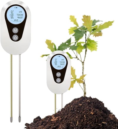 Bodemmeter 4-in-1 - Plantenmeter Vochtigheid - Planten Verzorgen - PH Temperatuur Vocht Licht - 26 cm - Zwart