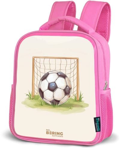 NoBoringSuitcases.com® - Rugzak roze - Schooltas meisjes - Voetbal in een goal - Kinder rugtas meisje - Boekentas kind - Kinderrugzak voor school - Schoolrugzak
