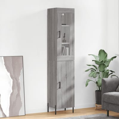 vidaXL - Hoge - kast - 34,5x34x180 - cm - bewerkt - hout - grijs - sonoma - eikenkleurig