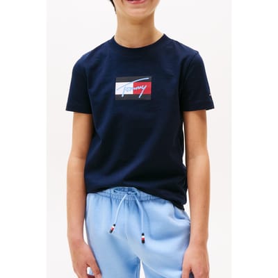 Tommy Hilfiger Boys Tommy Script Flag Tee Dark Night Navy Taglia: 1 | T-shirt Outlet | kids | Nero