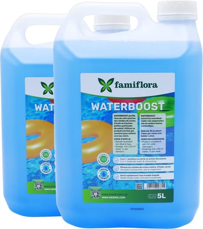 Famiflora Waterboost vloeibaar 2x5L - tegen troebel water! - Verwijdert troebel water volledig zodat je direct kan genieten van kristalhelder water