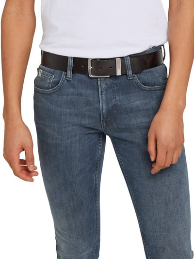 Tom Tailor Denim - TTJOE leren riem met vierkante gesp - Maat 80 - brown uni