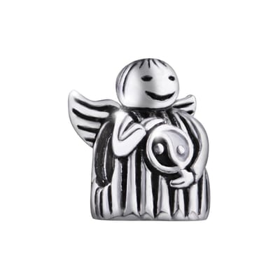 Quiges - 925 - Zilveren - Bedels -Sterling zilver - Beads - Engel met Yin Yang Kraal Charm - Geschikt – voor - alle bekende merken - Armband Z653