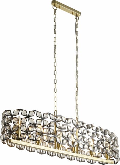 Searchlight IRIS Hanglamp 6 Lichts Kristal Zwart Messing