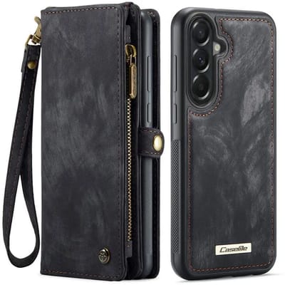 CaseMe 008 Geschikt voor Samsung Galaxy A37 - 2-in-1 Book Case en Back Cover - Magnetisch Uitneembaar - Portemonnee Hoesje - Zwart