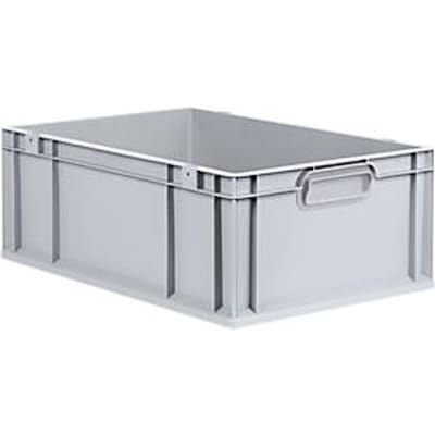 Stapelbak Eurobox - serie Economy - kunststof - B 600 x D 400 x  H 220 mm - 44 l - gesloten handgrepen - grijs - ons merk Schaefer Shop Pure