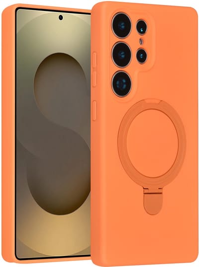 TUNIQ telefoonhoesje voor Samsung Galaxy S25 Ultra - MagSafe met ringstand - Oranje