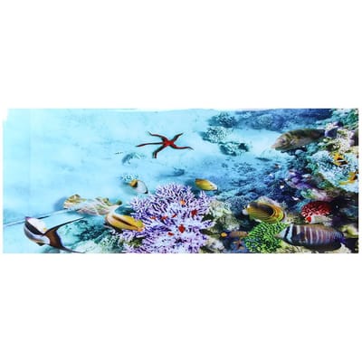 Achtergrond Poster Decoratief Schilderij PVC Sticker Landschapsafbeelding voor Aquarium Vissenkom 61x30cm blue