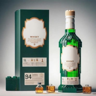 Bouwstenen whiskyfles geïmporteerde wijnfles decoratieset geavanceerd wijn cultureel baksteen speelgoed cadeau geef vrienden 2025 NIEUW NO BOX