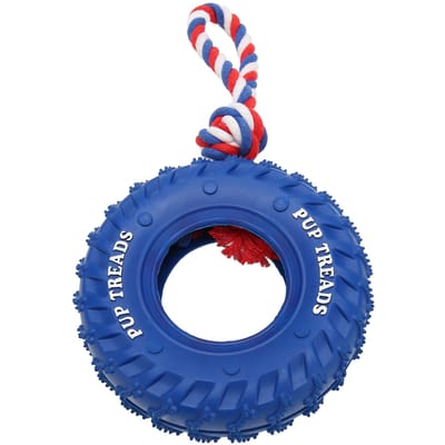 Hondenband Kauwspeelgoed Bijtbestendig Traktatie Uitgevend Rubber Agressieve Hond Trekspel met Touw voor Middelgrote Grote Honden blauw