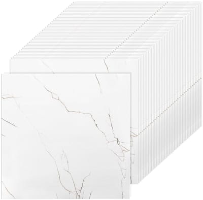 40 Stuks Zelfklevende Vinyl Vloertegels 30 x 30 cm - Waterdicht, Antislip en Ideaal voor Keuken, Woonkamer en Badkamer (Wit Marmer)