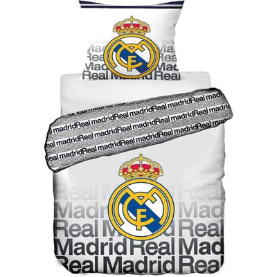 Real Madrid C.F. Dekbedovertrek - Eenpersoons - 140x200 cm - Wit