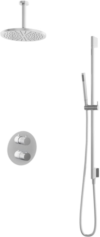 Hotbath Buddy - Inbouw Regendoucheset - Thermostatisch - Plafondbuis 15 cm - Hoofddouche 250 mm - Staafhanddouche - Glijstang 900 mm - met 2-Weg Stop-Omstel - Waterbesparend - V01