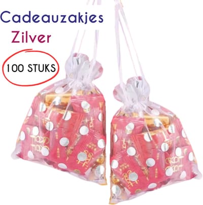 S4D® - Cadeauverpakkingen - Luxe Organza Cadeauzakjes - Geschenkzakjes - uitdeelzakjes - 100 STUKS! - 10x15 CM - Zilver - Maak Van Ieder Cadeau Een Waar Kunstwerk