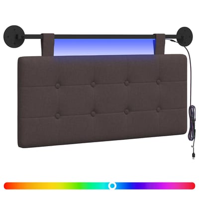 vidaXL - Hangend - hoofdbord - Met - LED-verlichting - Donkerbruin - Stof