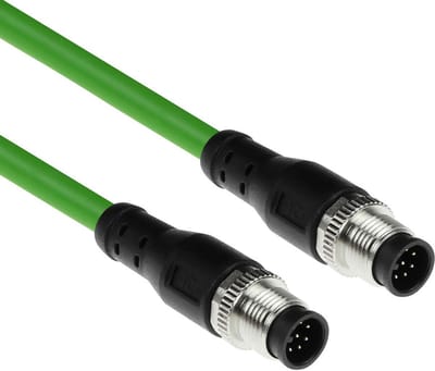 ACT Industrial 1,50 meter Sensor kabel M12A 8-polig male naar M12A 8 pins male, Ultraflex TPE kabel, afgeschermd