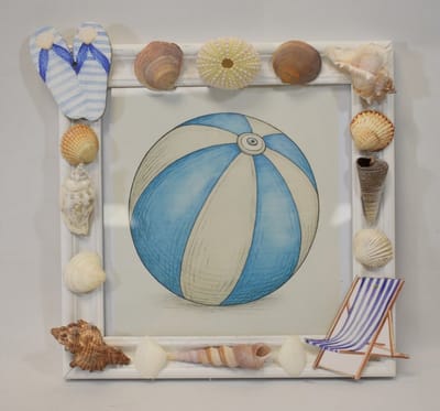 ZoeZo Design - fotolijst - fotolijstje - strand - zee - schelpen - nautisch - hout - echte schelpen - 23 x 23 cm - voor foto van 17 x 17 cm - kan niet vrij staan