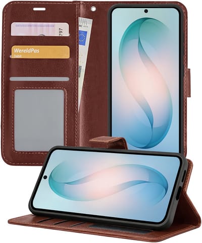 Hoesje - Geschikt voor Samsung Galaxy S26 - Luxe Bookcase - Walletcase Hoes - Portemonnee - Cover - Telefoonhoes - Bruin