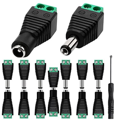 7 Pairs 5.5mm x 2.1mm DC Power Connector Plug Adapter for CCTV Camera