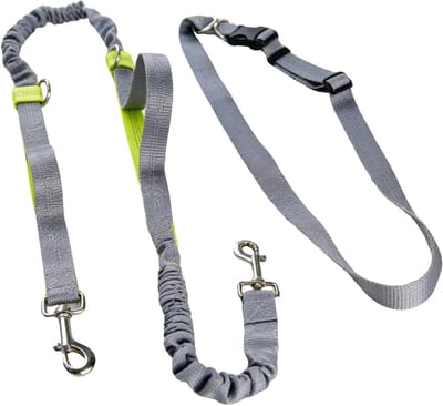 Reflecterende Hondenriem - Jogginglijn Bungee - Handsfree Wandelen - Schokabsorberend Elastisch - 150-170 cm - Grijs