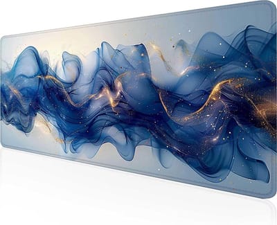 XXL Muismat - Bureau Onderlegger - Gaming Kantoor - Zachte Stofbasis - 140x60cm - Blauw Abstract
