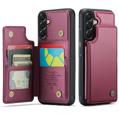 CaseMe Hoesje - Geschikt voor Samsung Galaxy A57 Hoesje - CaseMe C22 Back Cover met Pasjeshouder - Rood