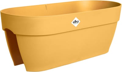 Elho Vibia Campana Flower Bridge 60 - Balkonbak met Ophanging - 100% Gerecycled Plastic - L 59 x B 26 x H 22 cm - Honinggeel