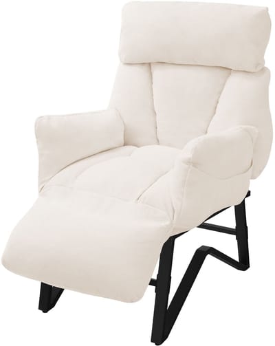 Woonkamer fauteuil Loungestoel Beige met rugkussen tot 120 kilogram Polyester hoes in linnenlook ML design