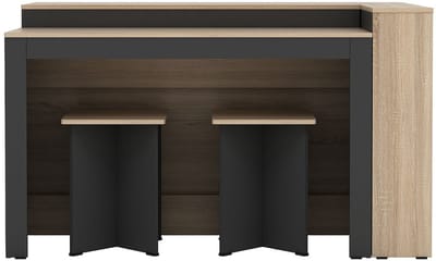 Vente-unique Set keukeneiland + 2 krukken - Zwart en licht naturel - NUSICE