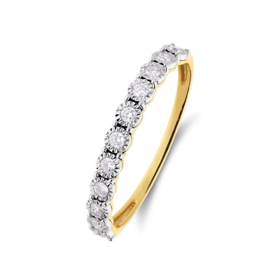 Lucardi Dames 14 karaat geelgouden ring met diamant 0.15ct - Ring - 14 Karaat Goud - Goud - 16 / 50 mm