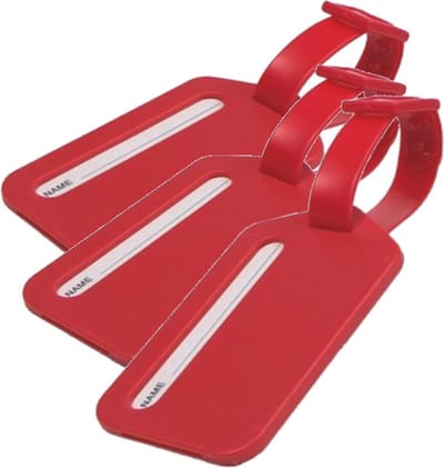3x Bagagelabel met riempje - Kunststof - Rood
