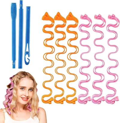 Spiraalvormige krulspelden zonder hitte, 50 cm lange krulrollers met clips voor gezonde krullen en golven, ideaal voor lang haar en nachtelijk gebruik