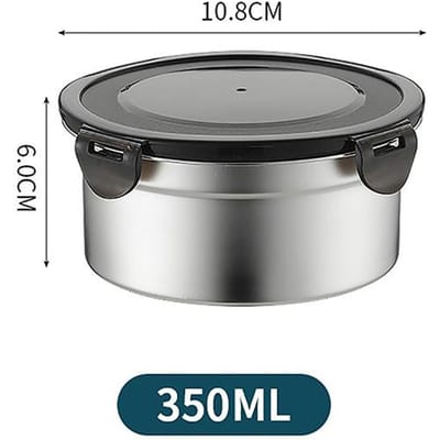 Roestvrijstalen Voedselcontainer Vershouddoos Luchtdicht Deksel Crisper Lunch Maaltijdvoorbereiding Opslag Koelkast Keuken Set Ronde Vierkante Kom gray