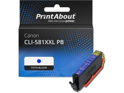 PrintAbout huismerk Inktcartridge CLI-581XXL PB Foto-blauw Extra hoge capaciteit Geschikt voor Canon
