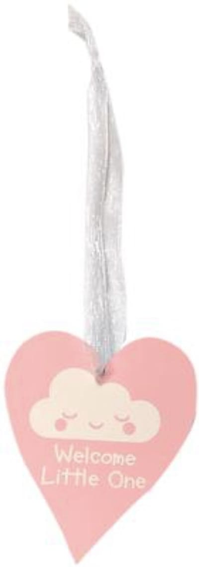 Oaktree - Houten hart Welcome Little One Roze
