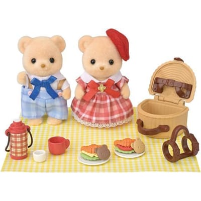 Sylvanian Families 5852 Biscuit beer Zus & broer- picknickset- 2 fluffy zachte speelfiguren