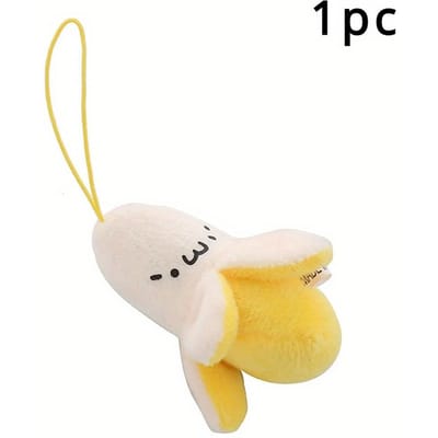Cartoon Pluche Banaan Sleutelhanger aan Rugzak Harige Kawaii Banaan Hanger voor Vrouwen Mannen Kind Speelgoed Pop Sleutelhanger Tas Auto white